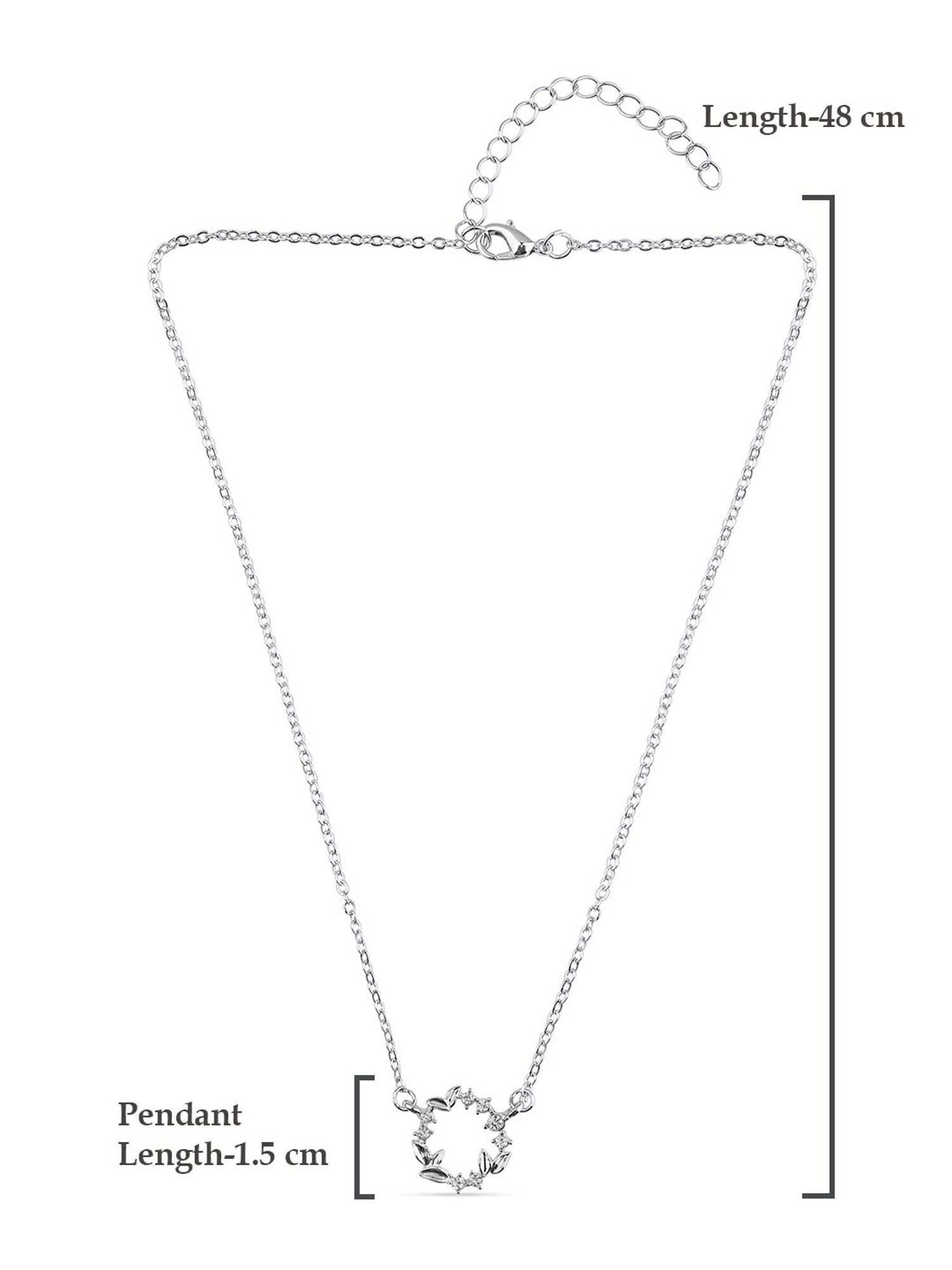 ToniQ Silver-Plated Floral Round Charm Necklace for Women