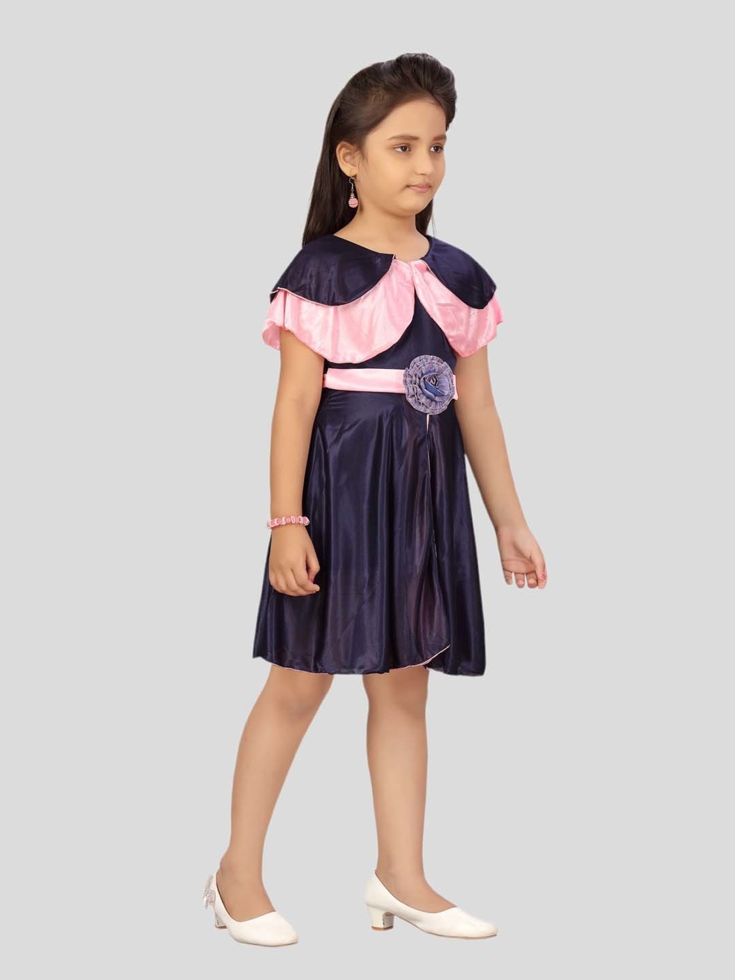 Aarika Kids Blue & Pink Applique Frock Dress
