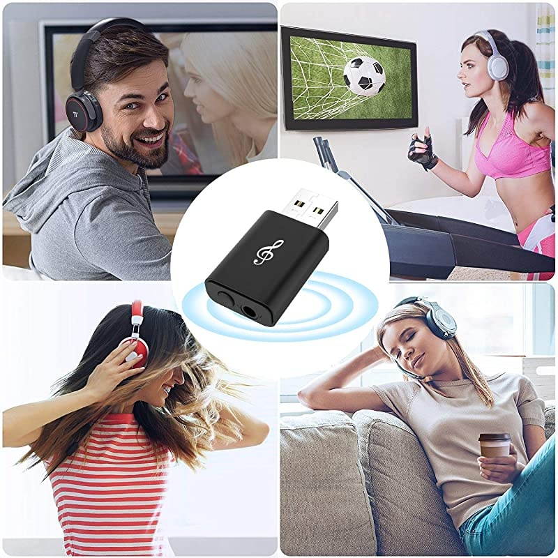 V5.0 Transmitter Receiver, 2 in 1 Transmitter Receiver Portable Wireless Adapter with 3.5mm Audio Cable for TV/Headphone/PC/Car/Home Stereo [Power by USB, Low Latency]