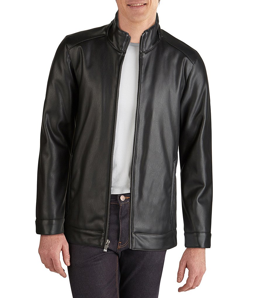 Cole Haan Long-Sleeve Faux-Leather Motorcycle Jacket