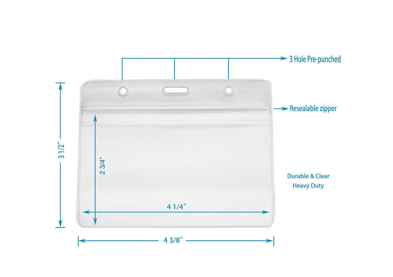 Purida ID Badge Holder, Work Badge Holder, Heavy Duty Clear Card ID Holder, 4 x 3 Name Badge Holder, Resealable Zip Work Badge Holder, Waterproof, Horizontal, 30 Pack