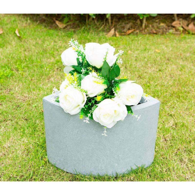 9.1" Kante Lightweight Modern Concrete Novelty Corner Planter Slate Gray - Rosemead Home & Garden, Inc.
