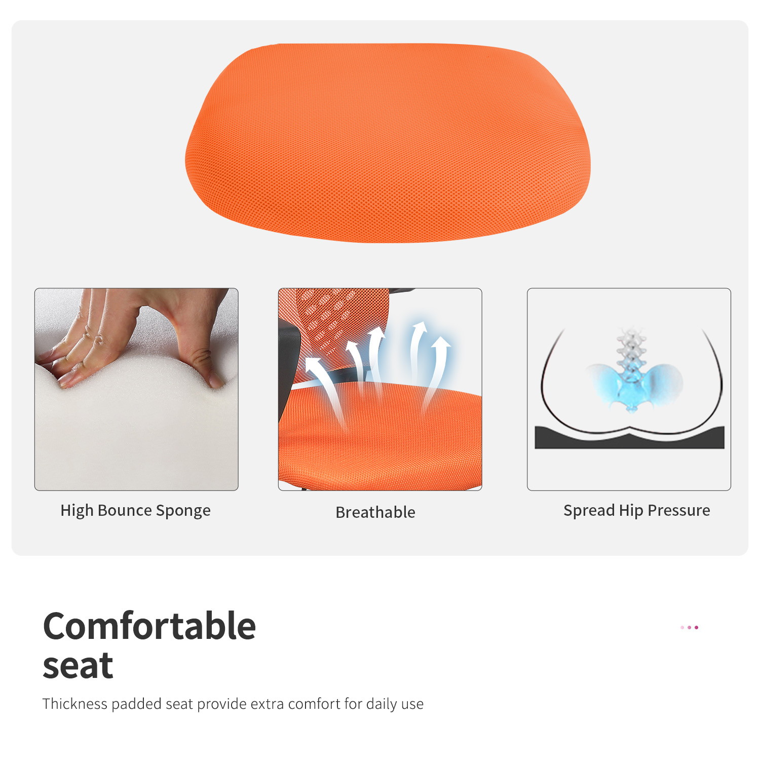 Mesh Office Chair Desk Chair Computer Chair with Lumbar Support Armrest Rolling Swivel Adjustable Ergonomic Task Chair for Adults(Orange)