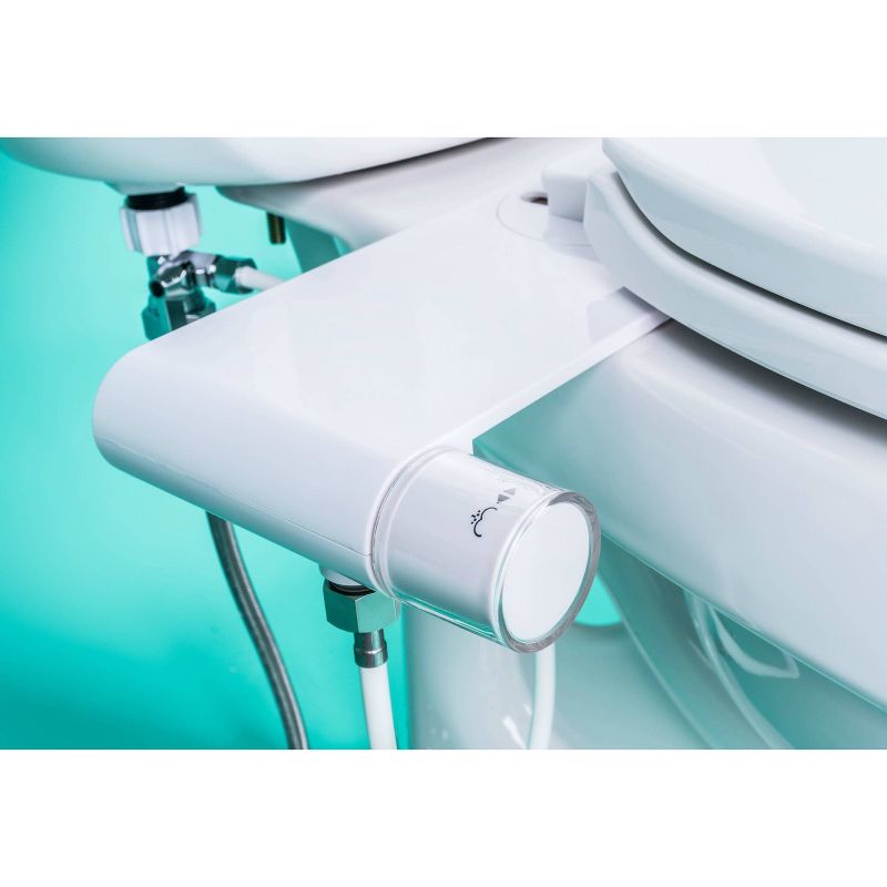 Rear and Feminine Ultra Thin Toilet Attachment with Self Cleaning Dual Nozzles White - Genie Bidet
