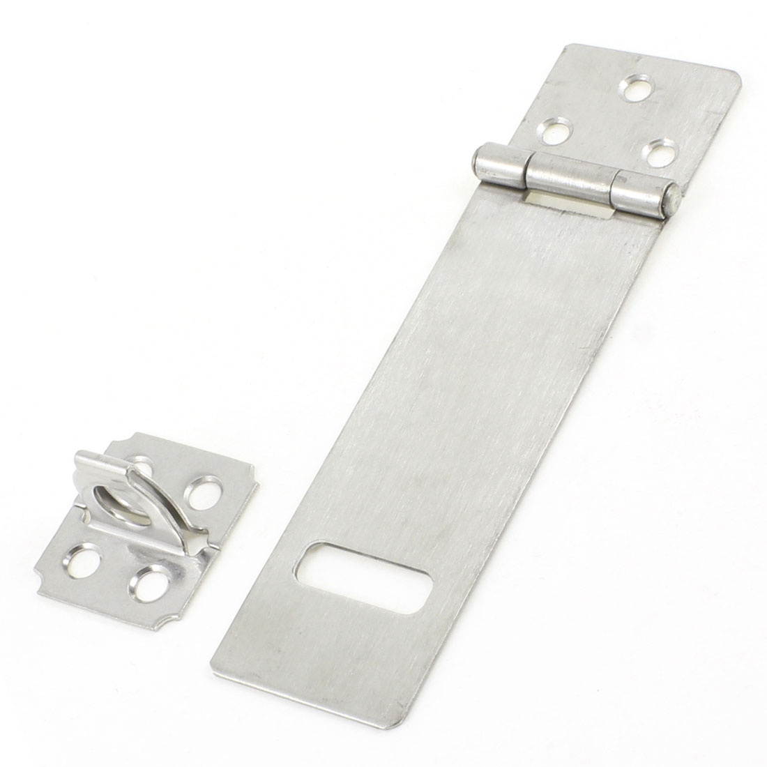 Global Bargains Door Safety 4.9" Silver Tone Stainless Steel Padlock Hasp Staple Set