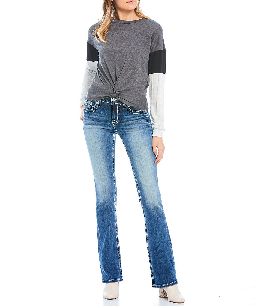 Miss Me Animal Print Cross Wing Pocket Bootcut Jeans