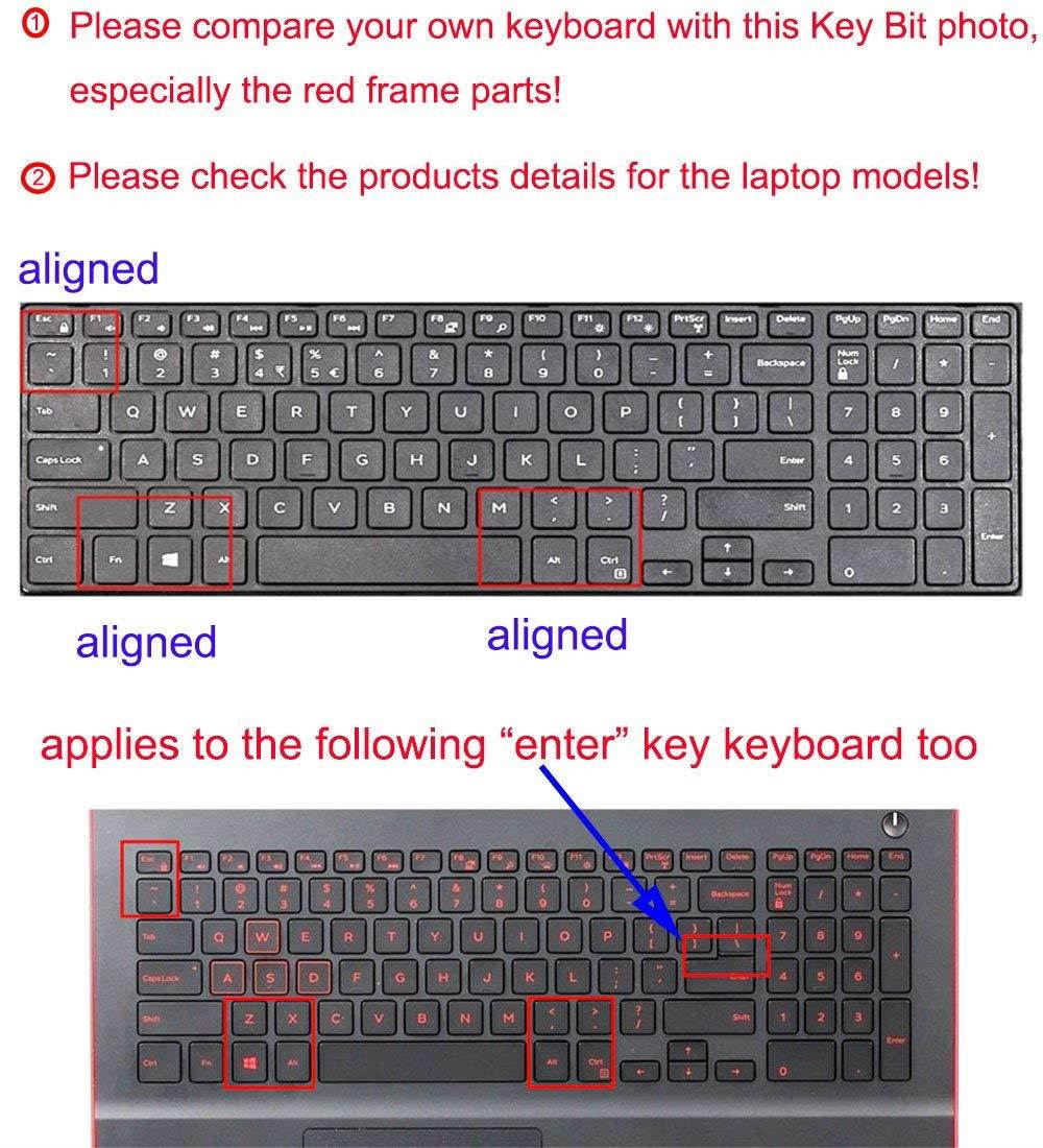 Elastic Silicone Keyboard Cover Skin for 15.6 inch Dell Inspiron 15 3000 & 5000 Series, 17.3 inch Dell Inspiron 17 5000 Series, Inspiron 15 i3541 i5566, Inspiron 17 i5749 Series Laptop (Black)