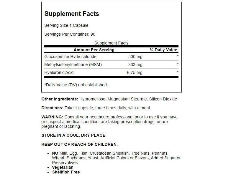 Natrol Dietary Supplements Glucosamine, Hyaluronic Acid & Msm Capsule 90ct.