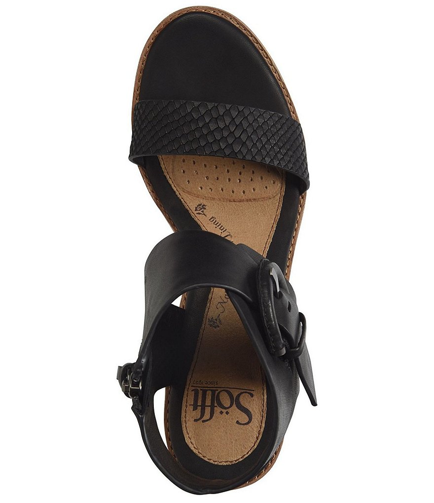 Sofft Menaka Snake Print Leather Accent Block Heel Sandals