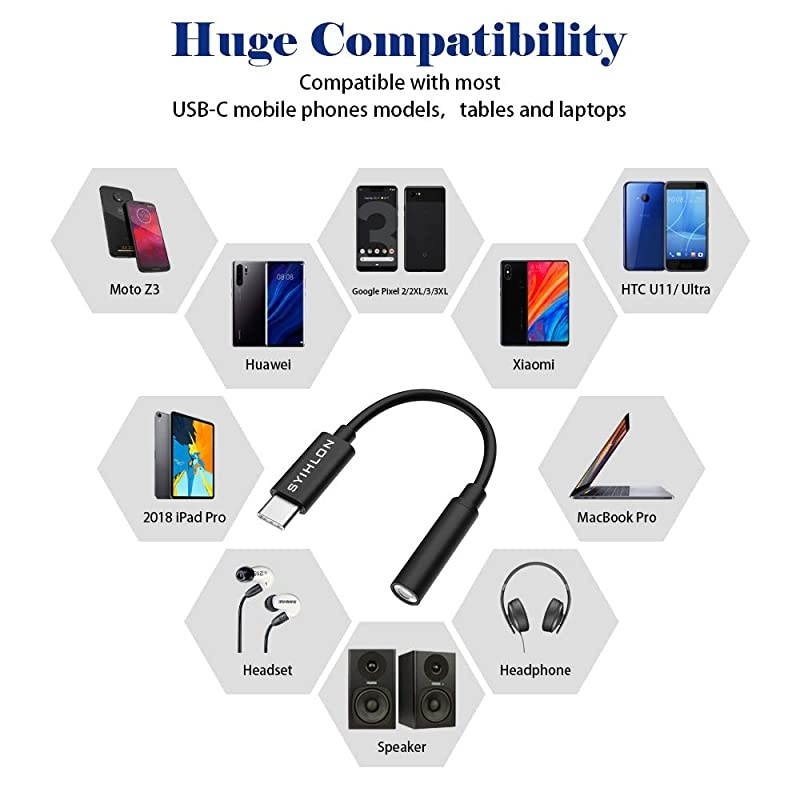 USB C to 35mm Headphone Jack Adapter  USB Type C to 35mm Aux Audio Cable Compatible with Pixel 4 3 2 XLSamsung Galaxy S20S20+S20 UltraNote 201010+A80 OnePlus 6T7T7pro8 iPad Pro