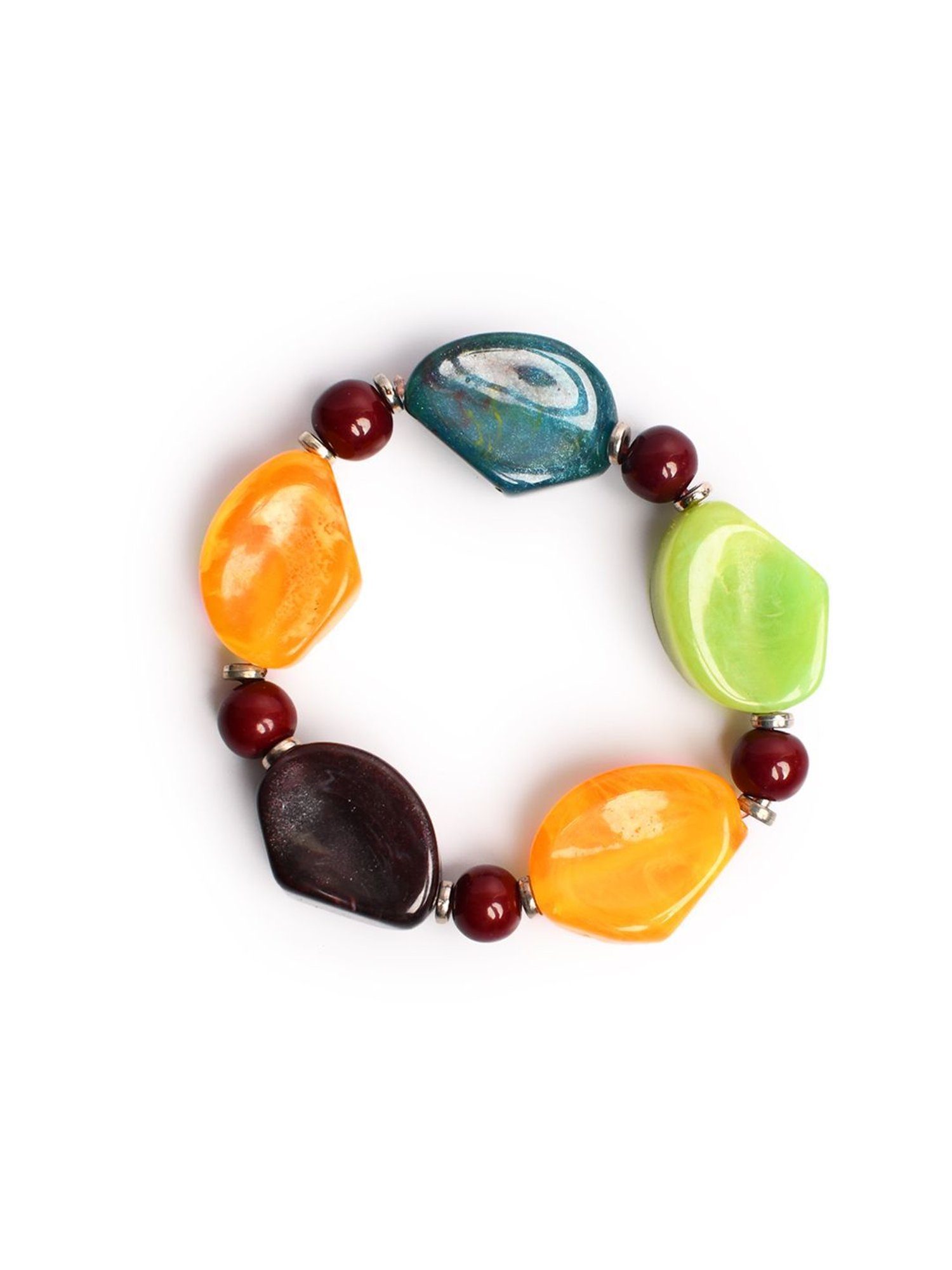 IMLI STREET Multi-Coloured Artificial Stone Stretchable Bracelet for Women