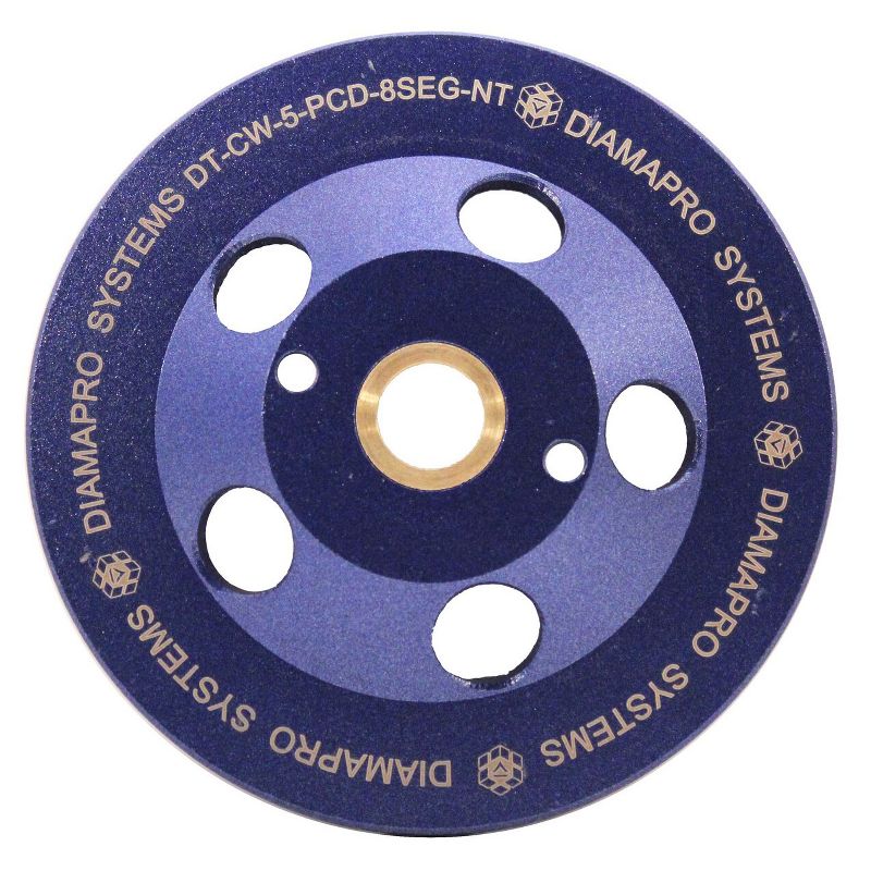 DiamaPro Systems Non Threaded 5 Inch 8 Segment 1/4 Round PCD Concrete Grinding Cup Wheel Grinding, Preparation, & Removing Coating (2 Pack)