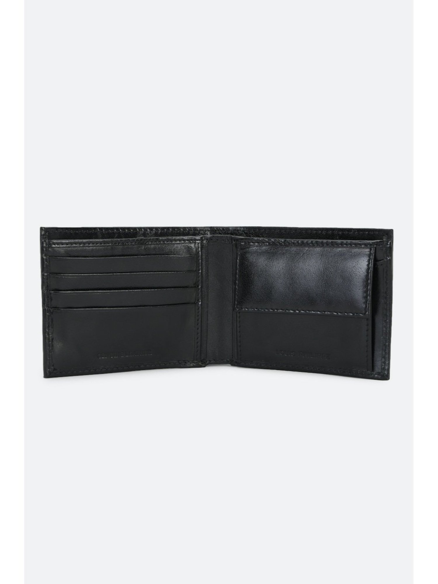 Louis Philippe Black Leather Solid Bi-Fold Wallet for Men