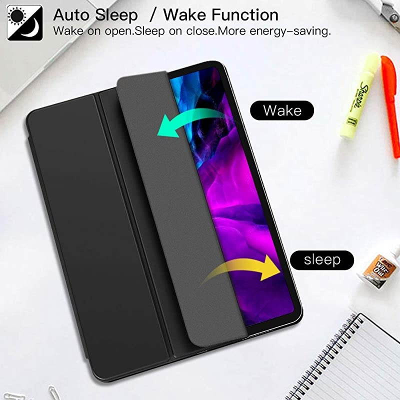 Case for iPad Pro 4th Generation 2020 Release,iPad Pro 12.9 Ultra Slim Minimalist Case, Trifold Stand Smart with Auto Wake/Sleep Function, Pencil Charging Support 12.9 inch iPad Cover, Black