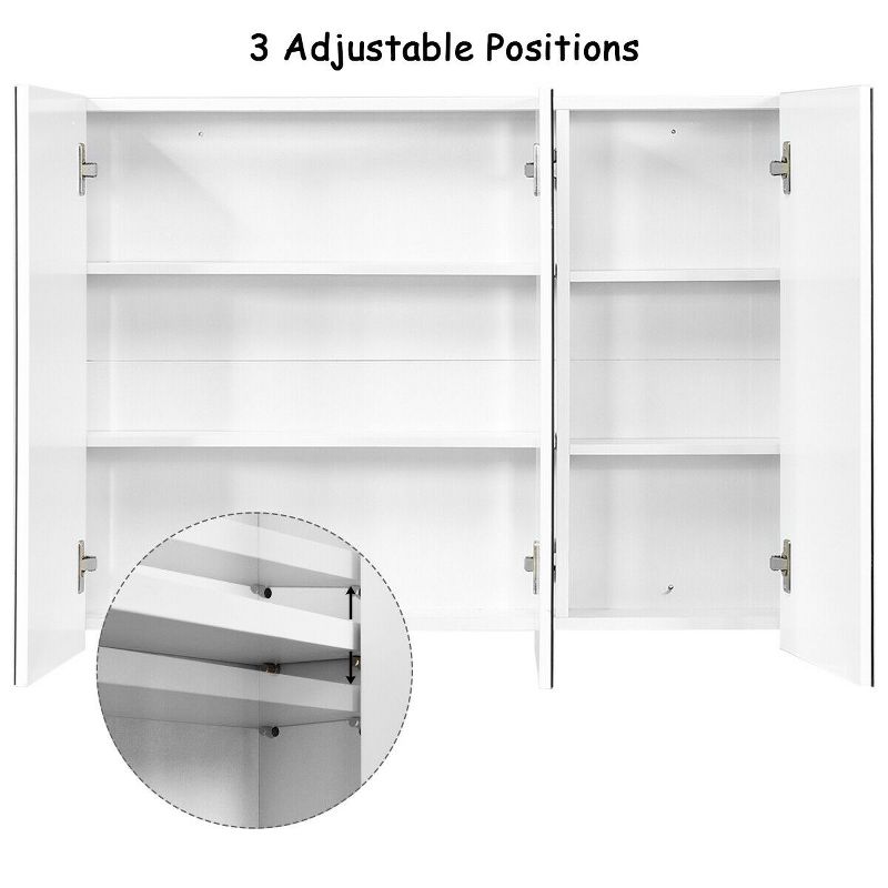 36" Wide Wall Mount Mirrored Bathroom Medicine Cabinet Triple Mirror Door