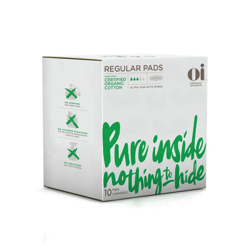 Organic Initiative Oi Organic Cotton Ultra Thin Pads with Wings (Reg & Super) - 2pk