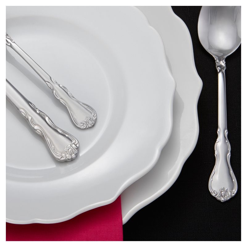 RiverRidge 46pc Silverware Set Bouquet Pattern Silver Finish