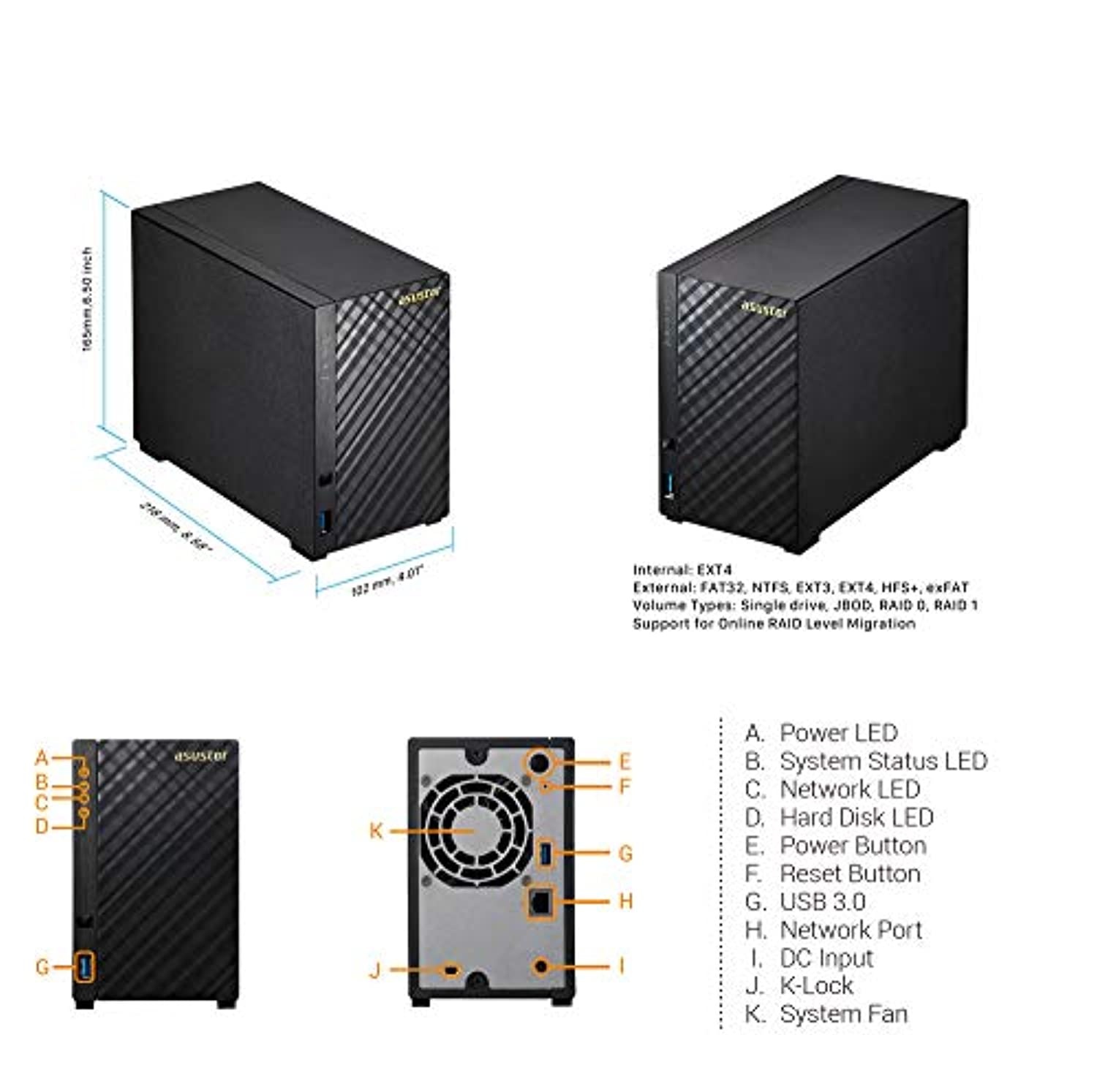 Asustor NAS AS1002T v2 + 2TB HDD (Two 1TB HDD Included)