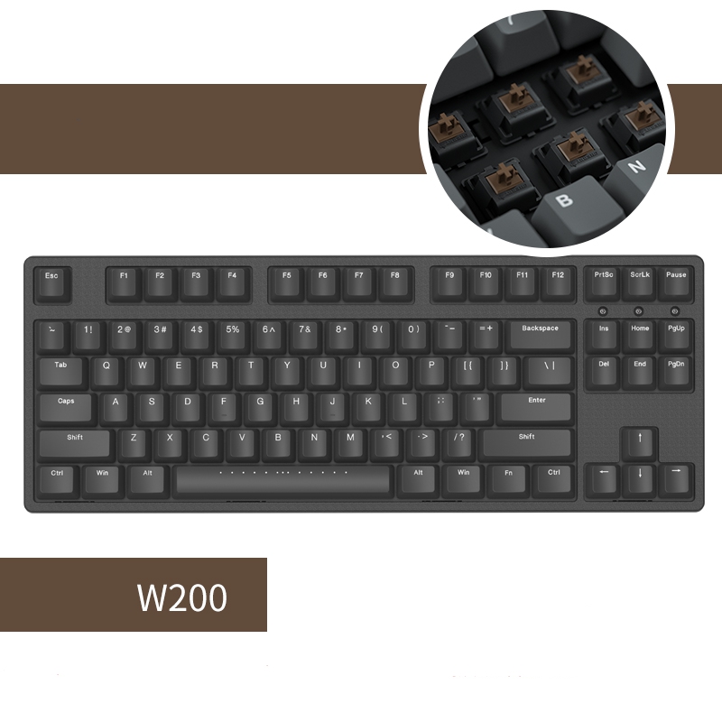 iKBC Typeman W200  2.4Ghz Wireless 87 keys PBT Keycaps Mechanical Gaming Keybaord-Cherry MX Blue( Black)