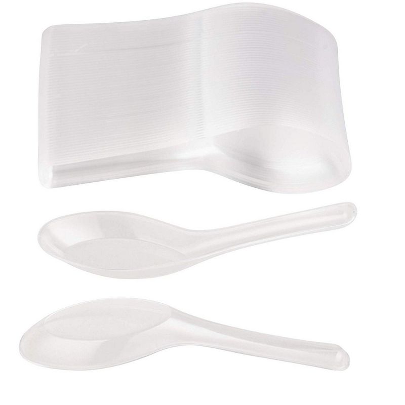 Juvale 200-Pack Soup Spoons - Disposable Plastic Asian-Style Soup Spoons, for Appetizer, Ramen, Pho, Clear, 4.5 x 1.2 Inches
