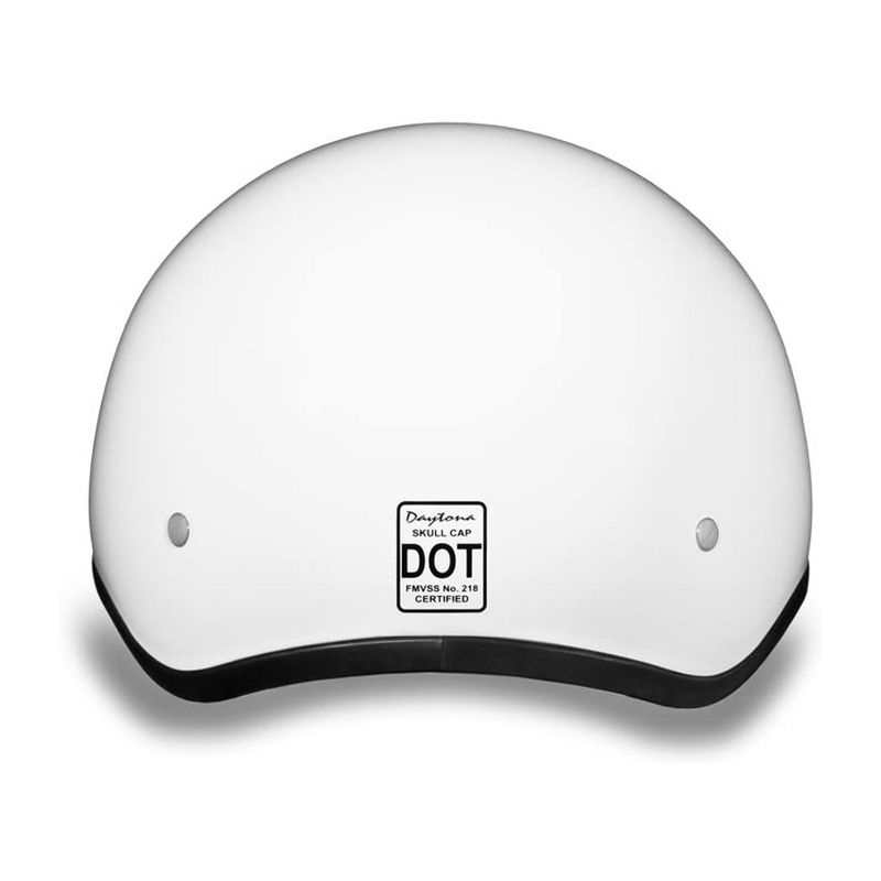 Daytona D1-CNS-XL Helmets Secure Slim Protective Motorcycle Half Helmet Skull Cap with Adjustable Chin Strap, Head Wrap, and Drawstring Bag, White