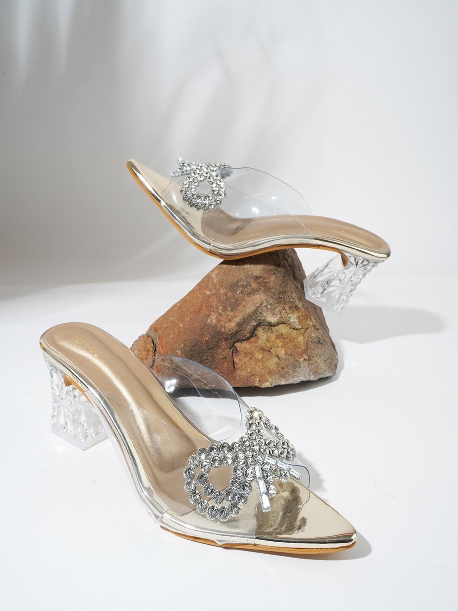 The White Pole Women's Golden Casual Sandals