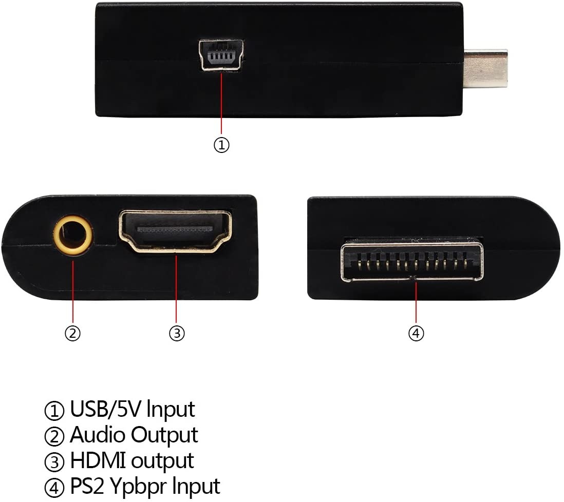PS2 to HDMI Playstation 2 to hdmi 480i/480p/576i Audio Video Converter Adapter with 3.5mm Audio Output Supports All PS2 Display Modes