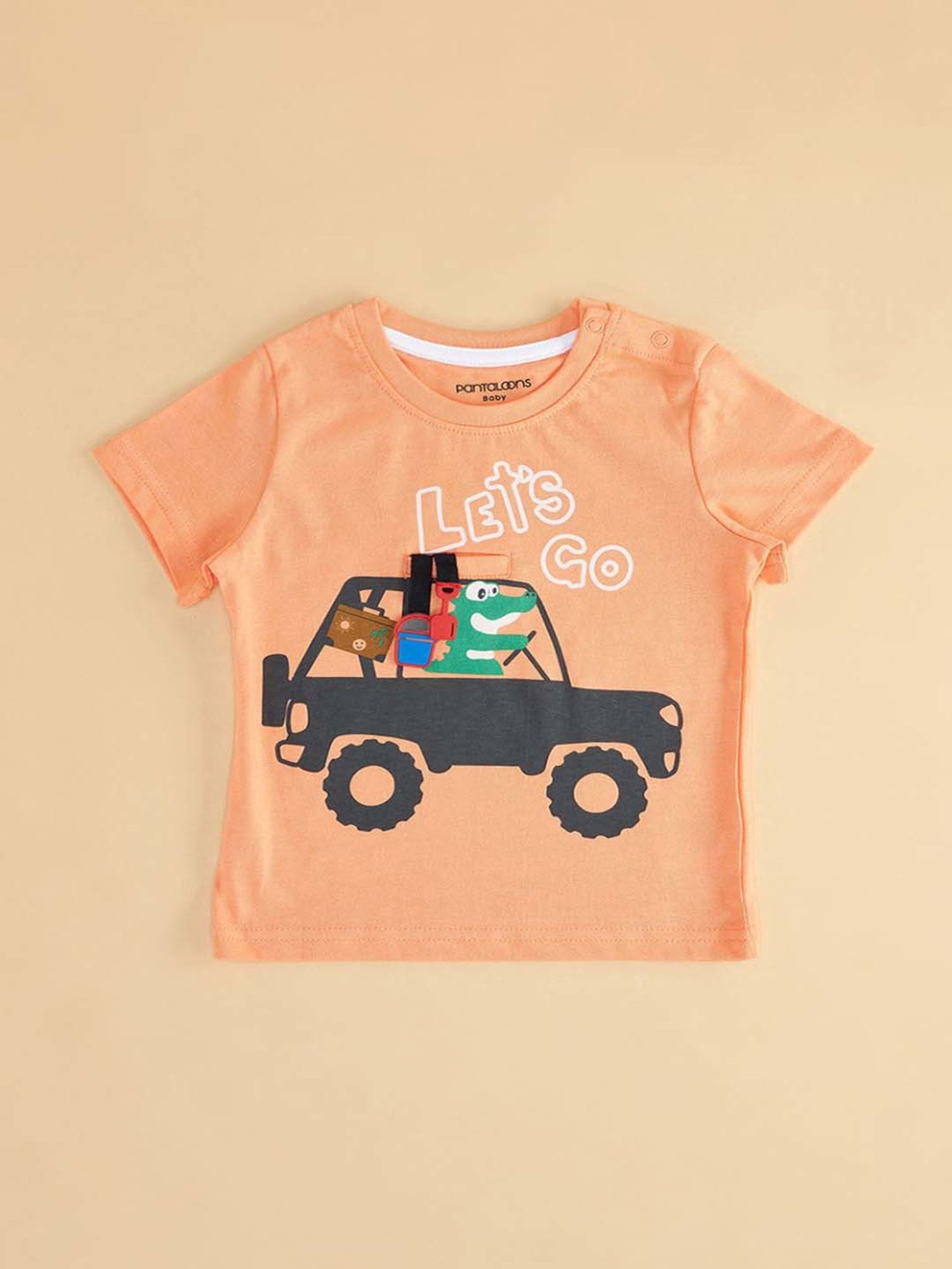 Pantaloons Baby Orange Cotton Printed T-Shirt
