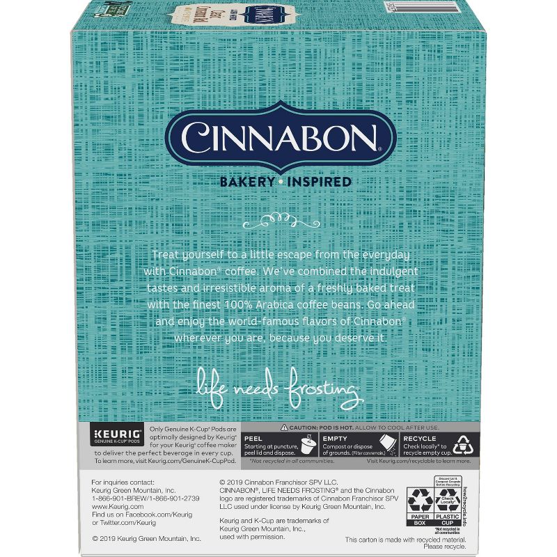 24ct Cinnabon Classic Cinnamon Roll Keurig K-Cup Coffee Pods Flavored Coffee Light Roast