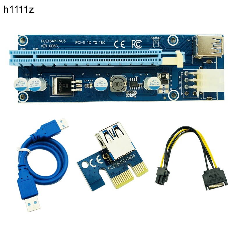 50PCS VER 006C PCI-E PCI E Express 1X to 16X Riser Card USB 3.0 Cable SATA to 6Pin Power Cable 60CM for BTC Bitcoin Miner Mining