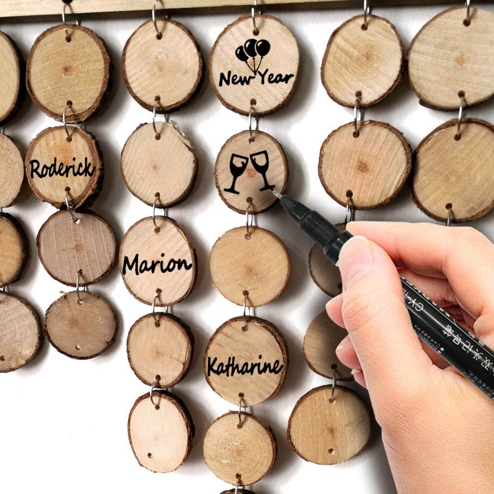 82pcs Wood Message Hanging Board Set Creative Beautiful Note Board Hanging for Bedroom Livingroom Dining Room Store (40pcs Wood Piece, 40pcs Wire Loop, 1pcs 65cm Hemp Rope)
