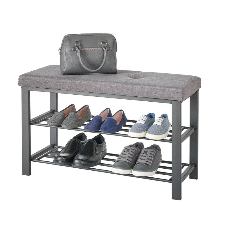 IRIS 2 Tier Slim Stackable Metal Shoe Rack Black