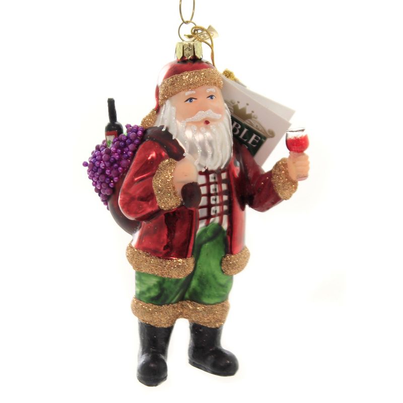 Noble Gems 5.5" Wine Santa Grapes Vineyard  -  Tree Ornaments