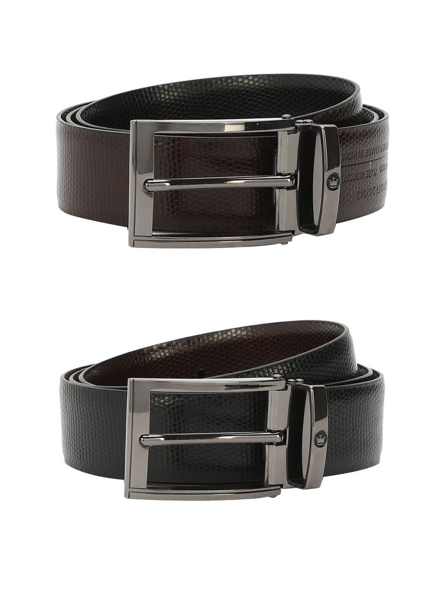 Louis Philippe Black Leather Reversible Belt for Men