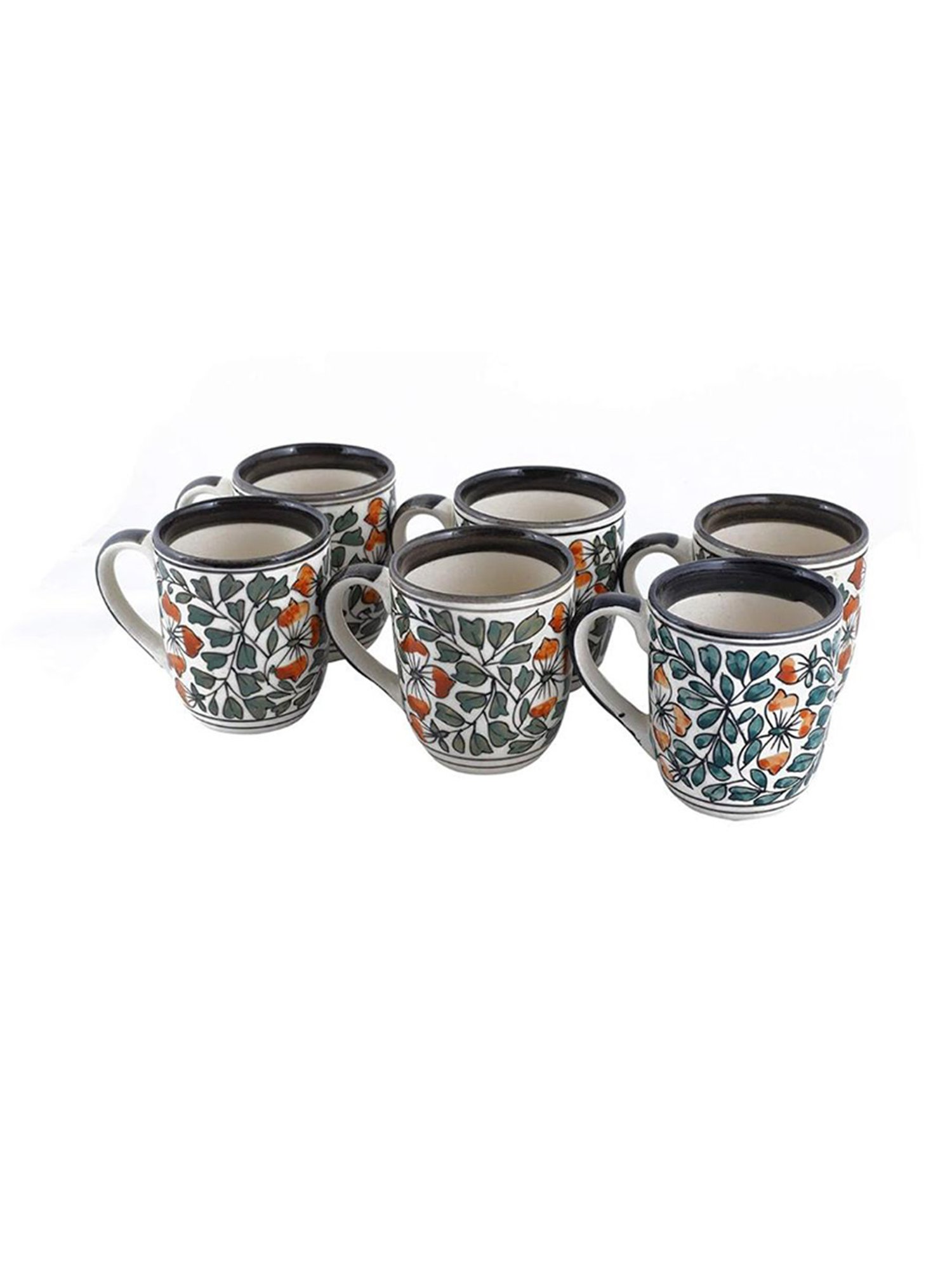 Unravel India Mugal Bageecha Multicolor Ceramic Coffee Mug - Set of 2