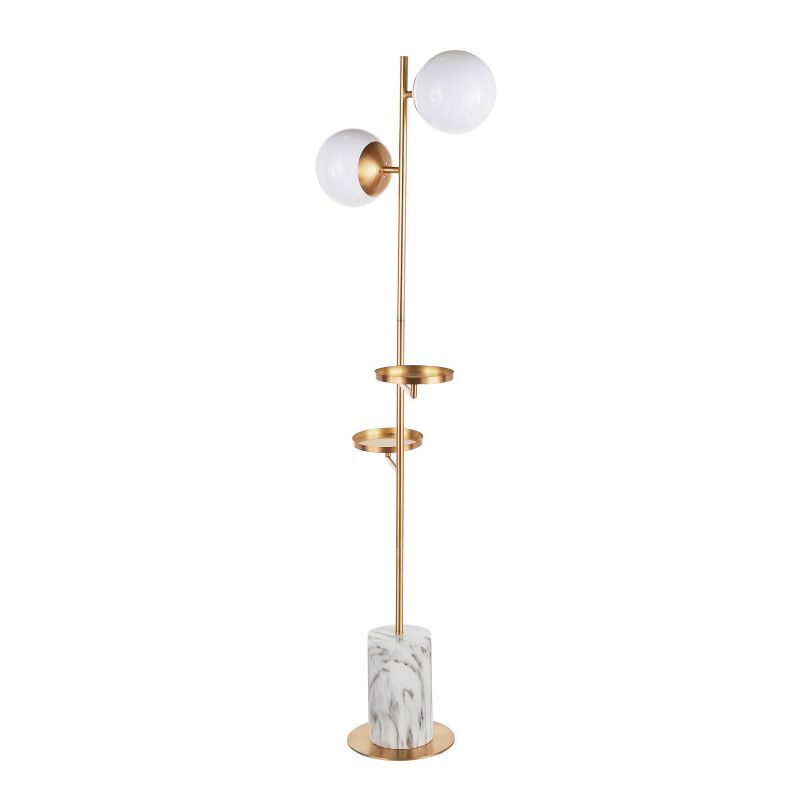 Butler Contemporary/Glam Floor Lamp with Metal Marble Base Gold (Includes LED Light Bulb) - LumiSource