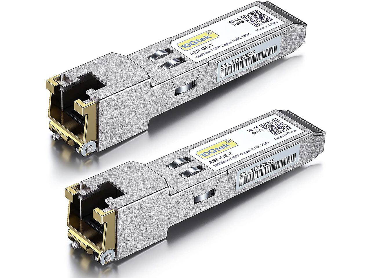 2-PACK 1.25G SFP-T, 1000BASE-T Copper Transceiver Module , SFP to RJ45 Dual LC For Cisco GLC-T/SFP-GE-T, Meraki MA-SFP-1GB-TX, Ubiquiti UF-RJ45-1G, D-Link, Supermicro, Netgear, and More.