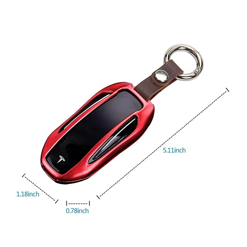 Tesla Model X Key Fob Cover Alumium Hard Keyless Remote Flip Key Protection Case Cover Key Chain Men Women Red