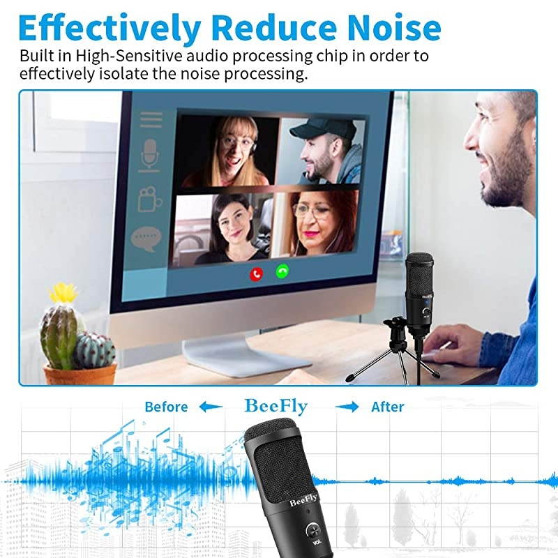 USB Microphone for Computer Metal Condenser Recording PC Microphone for Laptop PS4 Mac Windows Computer Microphone for Gaming Podcast Streaming
