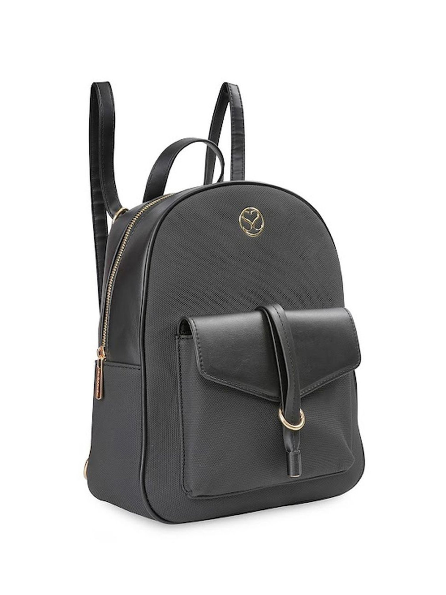 Sugarush Arne Black PU Textured Backpack - 8.7 Ltrs