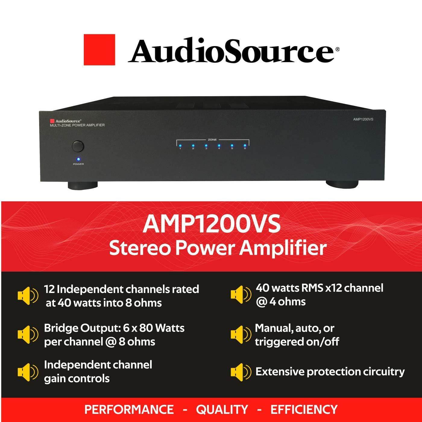 AudioSource AMP1200VS 12-Channel, 6-Zone Distributed Audio Analog Power Amp