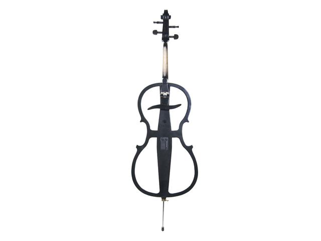 Cecilio CECO-1BK Full Size 4/4 Ebony Electric Silent Metallic Black Cello in Style 1 +Soft Case, Bow & Accessories