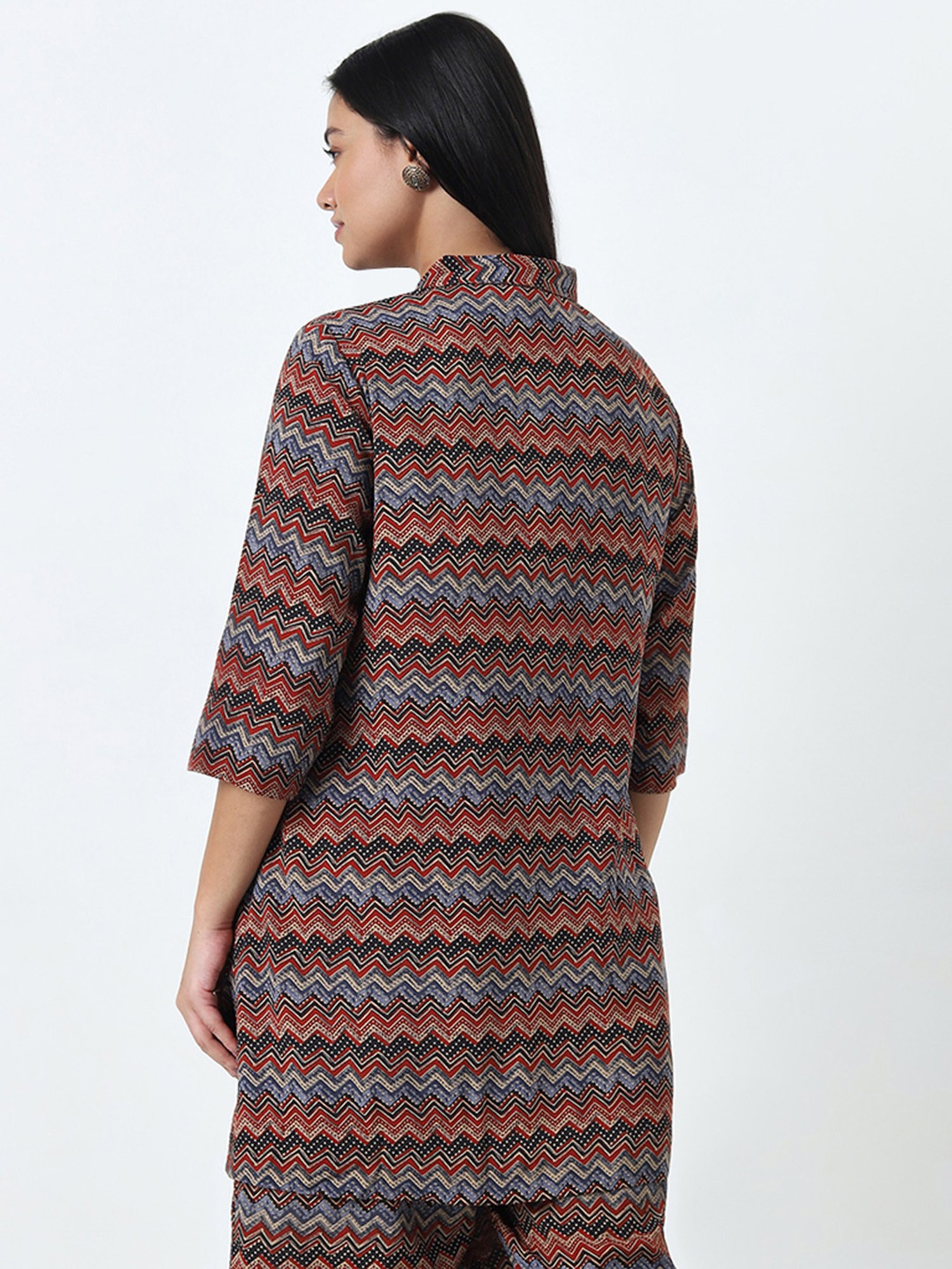 Diza by Westside Multicolour Chevron Printed A-Line Tunic