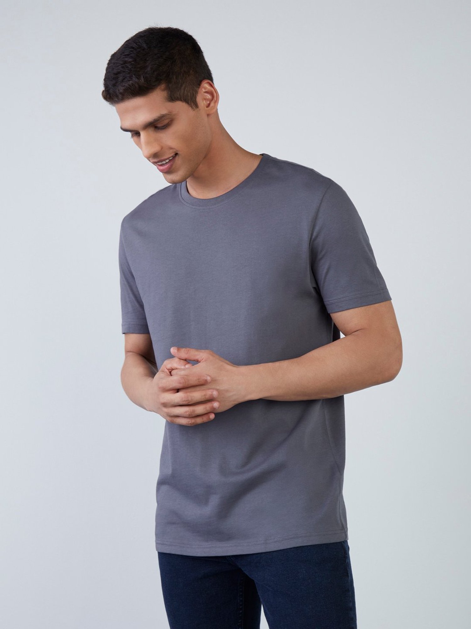 WES Casuals by Westside Grey Eco-Save Slim-Fit T-Shirt