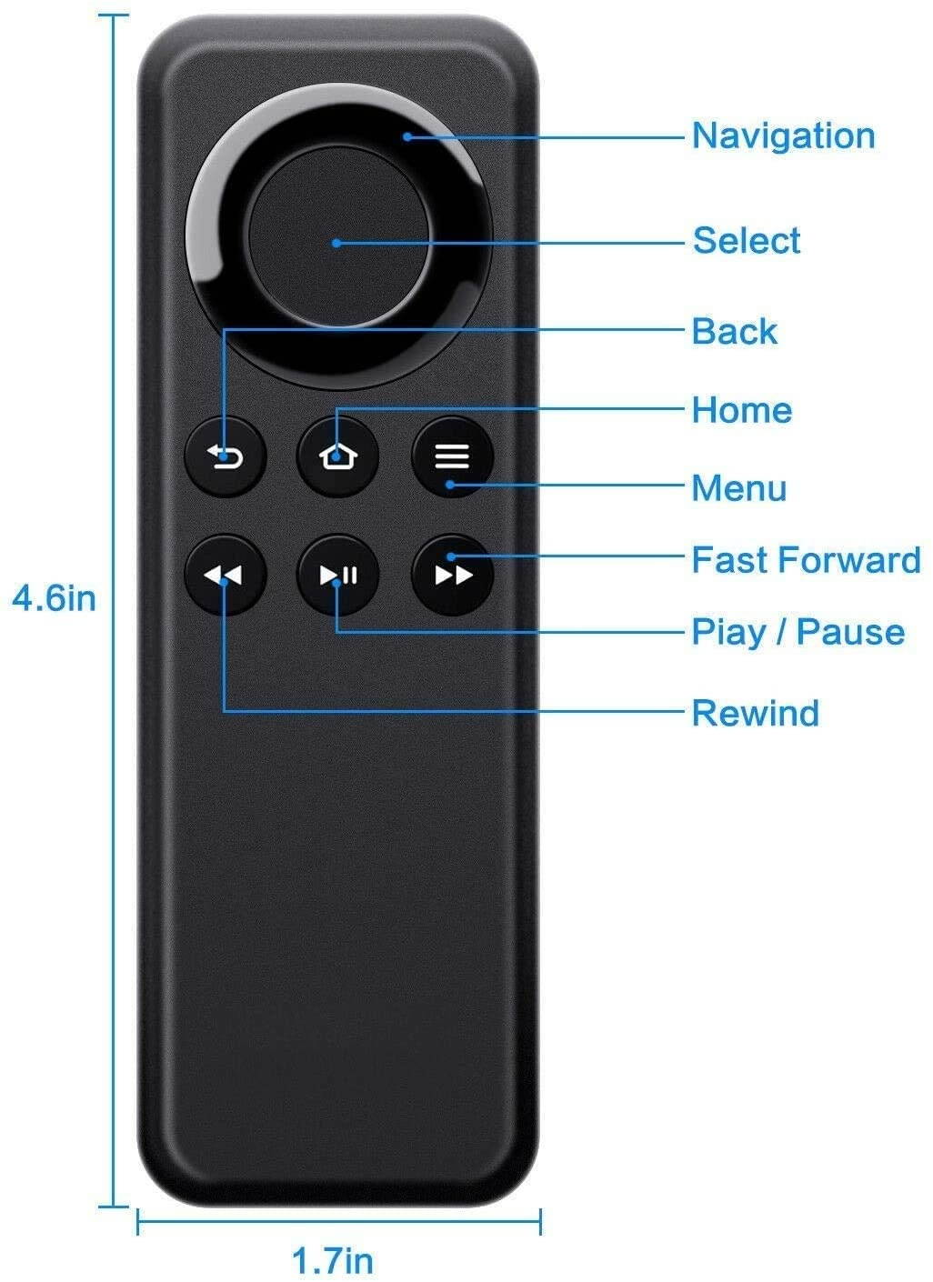 Amtone CV98LM Replacement Remote Control Compatible with Amazon Fire TV Stick and Amazon Fire TV Box Without Voice Function W87CUN CL1130 LY73PR DV83YW PE59CV
