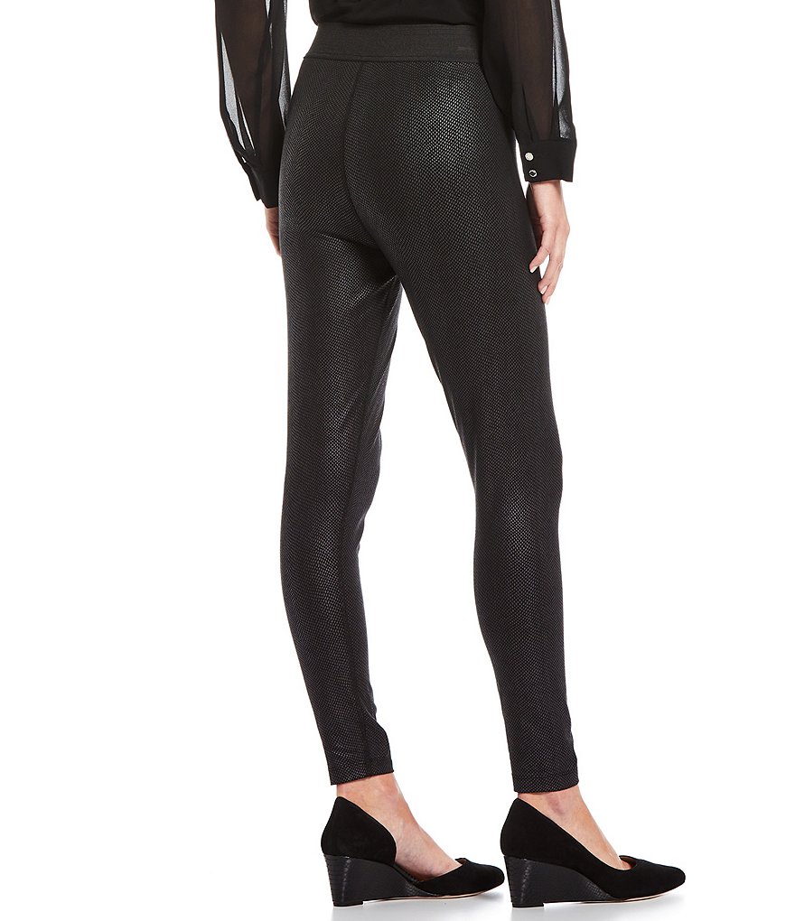Calvin Klein Foil Snakeskin Print Knit Ankle Length Legging Pull-On Leggings