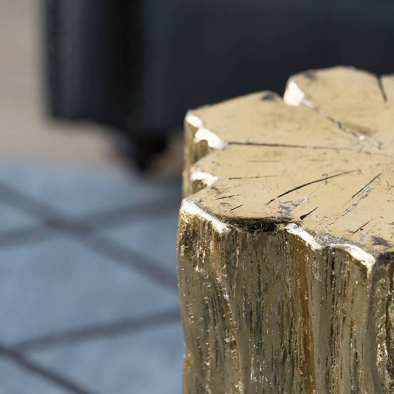 Tree Trunk Stool Gold - A&B Home