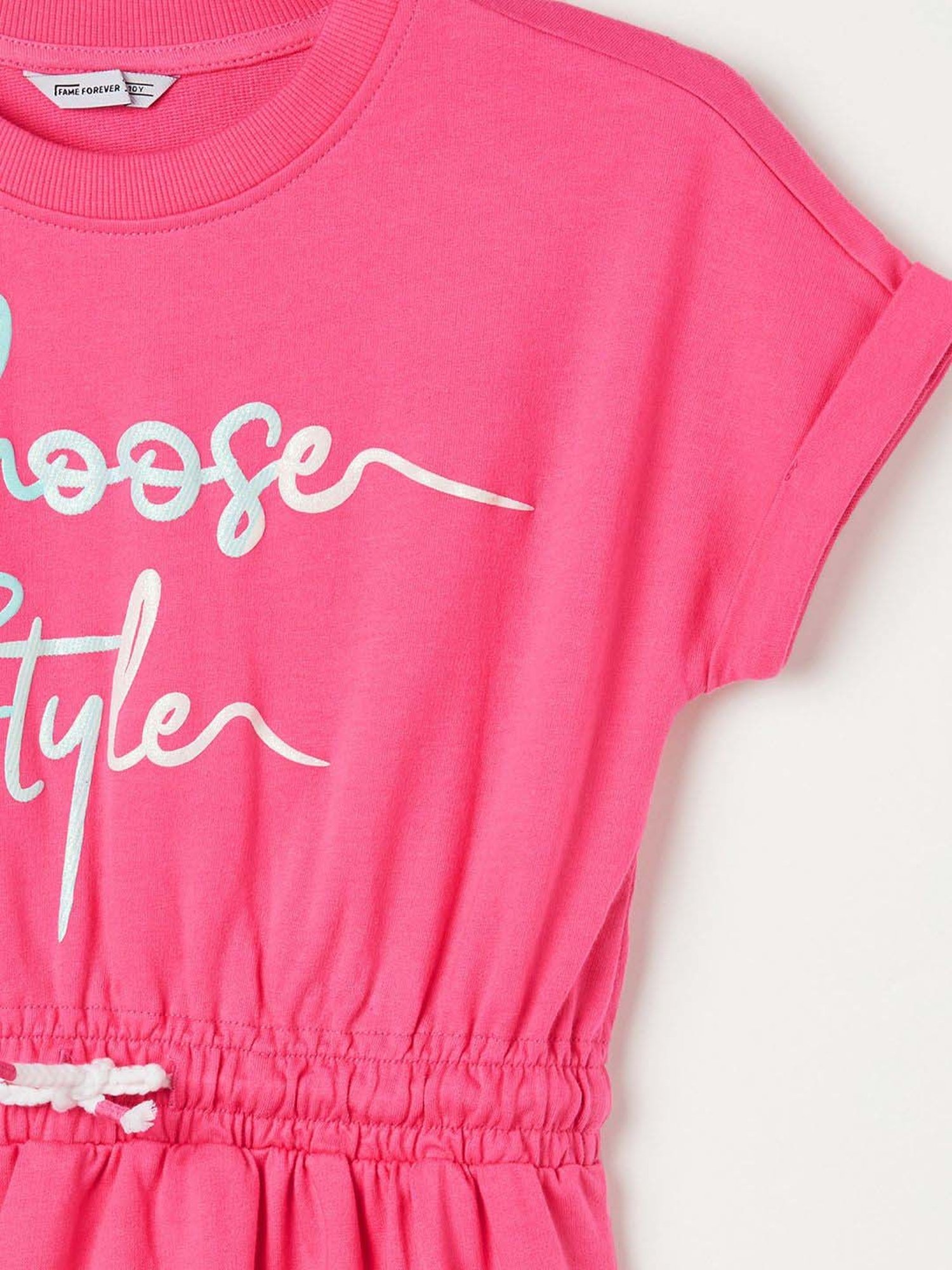 Fame Forever by Lifestyle Girls Pink Cotton Printed Dress