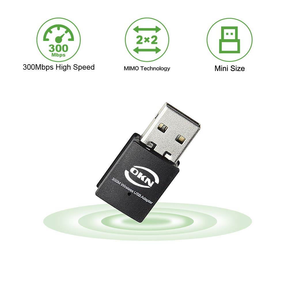 OKN USB WiFi Adapter 300Mbps Plug and Play WiFi Dongle for PC Desktop Laptop,Wireless Network Adapter Support Windows 10/8/8.1/7/XP,Nano Size No CD Needed