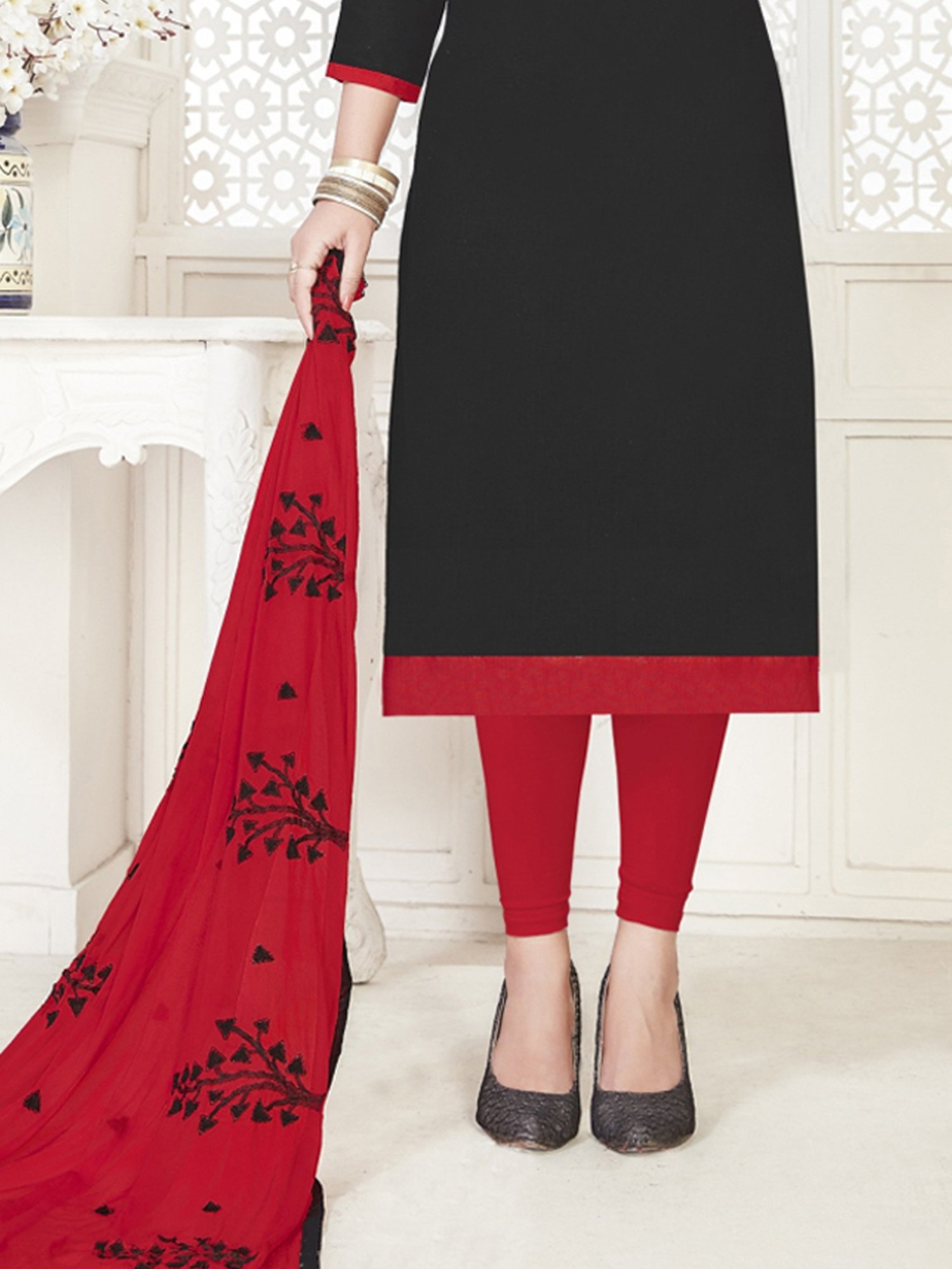 Salwar Studio Red Embroidered Blouse